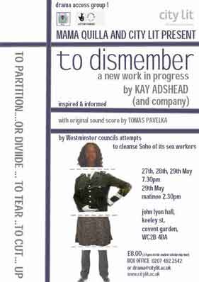 To Dismember poster for the performance at The City Lit